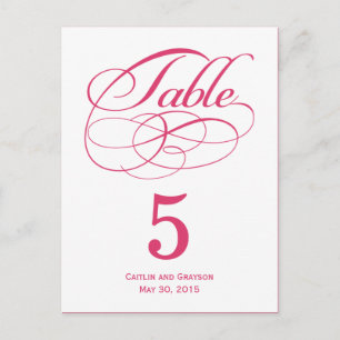 Carte de numéro de table Mariage des  de fentes ma