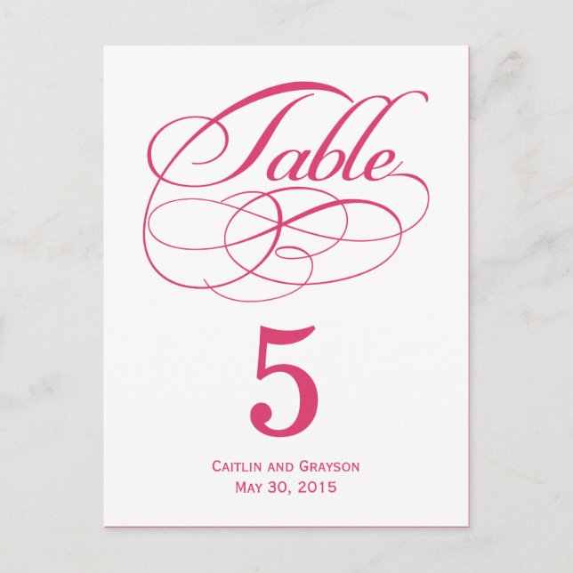 Carte de numéro de table Mariage des  de fentes ma (Devant)
