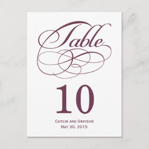 Carte de numéro de table Mariage des de fentes ma