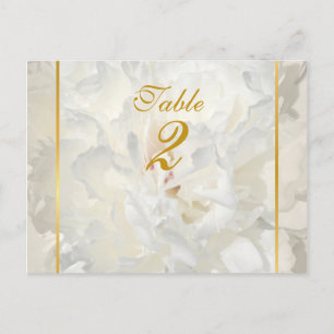 Carte de numéro de table Mariage en or White Peony