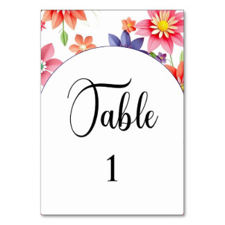Carte de numéro de table mariage floral