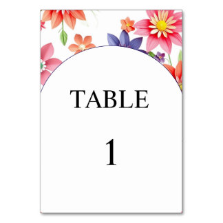 Carte de numéro de table mariage floral