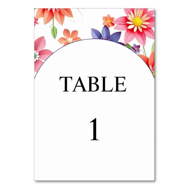 Carte de numéro de table mariage floral (Dos)