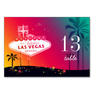 Carte de numéro de table Mariage Glam Las Vegas