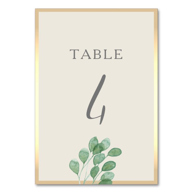 Carte de numéro de table Mariage Gold Greenery (Par défaut)