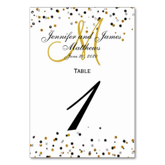 Carte de numéro de table Mariage Gold Silver Glitz