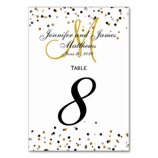 Carte de numéro de table Mariage Gold Silver Glitz