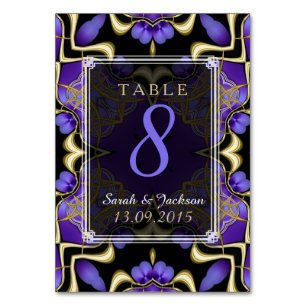 Carte de numéro de table Mariage magique Gold Purp