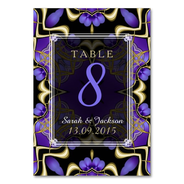 Carte de numéro de table Mariage magique Gold Purp (Par défaut)