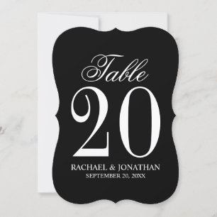 Carte de numéro de table Mariage noir et blanc
