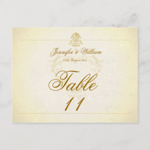 Carte de numéro de table mariage papier de parchem