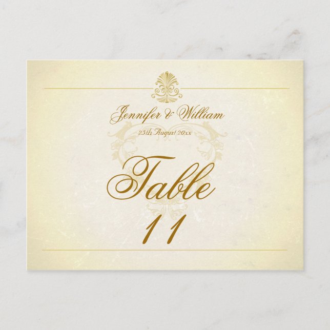 Carte de numéro de table mariage papier de parchem (Devant)
