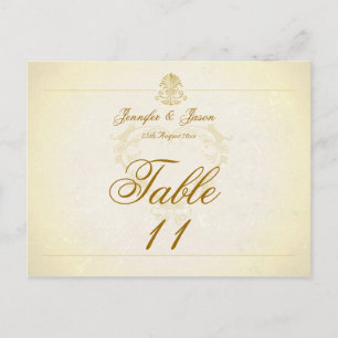 Carte de numéro de table mariage papier de parchem