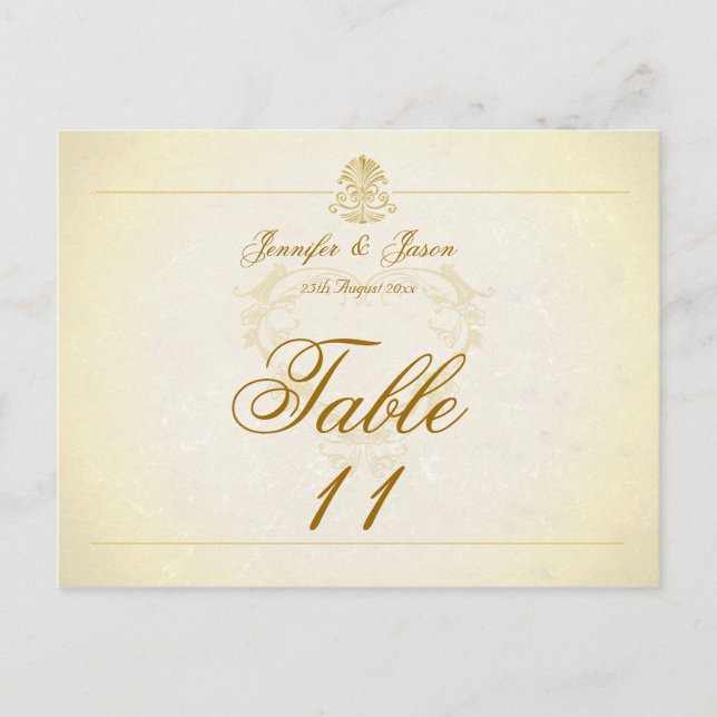 Carte de numéro de table mariage papier de parchem (Devant)