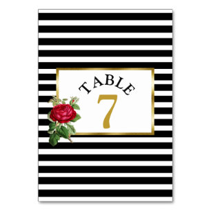 Carte de numéro de table Mariage Red Roses