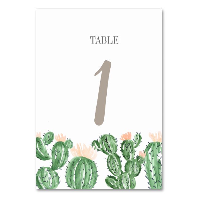 Carte de numéro de table mariage succulent Cactus (Par défaut)