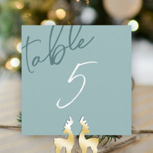 Carte de numéro de table Mariage Winter Green
