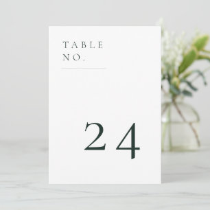 Carte de numéro de table minimaliste contemporaine