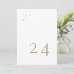 Carte de numéro de table minimaliste en beige cont