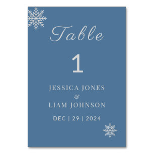 Carte de numéro de table minimaliste Mariage bleu 