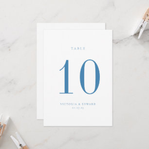 Carte de numéro de table minimaliste Mariage bleu
