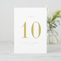 Carte de numéro de table minimaliste Mariage or