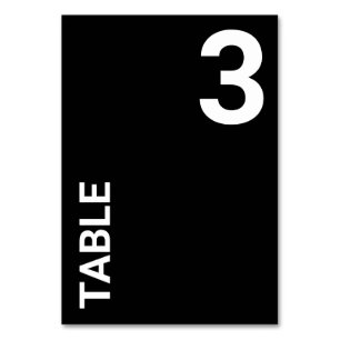 Carte de numéro de table minimaliste noir simple