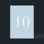 Carte de numéro de table minimaliste Sky Blue Mari<br><div class="desc">Sky Blue minimaliste moderne,  carte numéro de table mariage. Veuillez noter que les cartes de numéro de table doivent être numérotées et ajoutées individuellement à votre panier.</div>