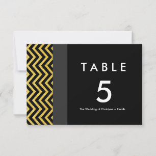 Carte de numéro de table moderne Chevron noir et o