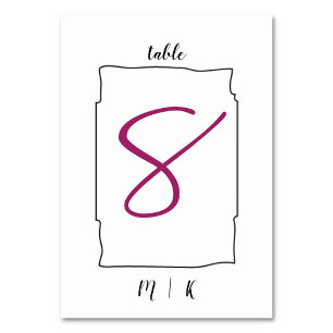 Carte de numéro de table moderne MARIAGE