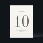 Carte de numéro de table Moss Green Mariage<br><div class="desc">Contemporain Chic minimaliste,  vert mousse et beige mariage carte numéro de table. Veuillez noter que les cartes de numéro de table doivent être numérotées et ajoutées individuellement à votre panier.</div>