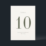 Carte de numéro de table Moss Green Mariage<br><div class="desc">Contemporain Chic minimaliste,  vert mousse et beige mariage carte numéro de table. Veuillez noter que les cartes de numéro de table doivent être numérotées et ajoutées individuellement à votre panier.</div>