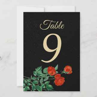 Carte de numéro de table Nuit étoilée humeur Roses
