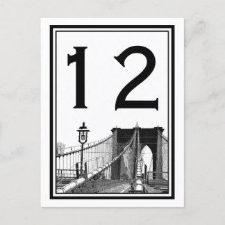 Carte de numéro de table NYC Skyline Brooklyn Brid