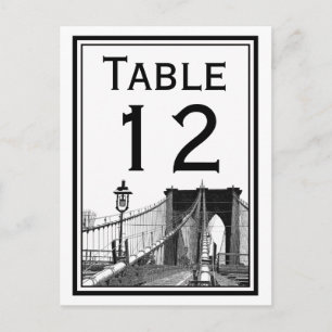 Carte de numéro de table NYC Skyline Brooklyn Brid
