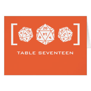 Carte de numéro de table Orange D20 Dice Gamer