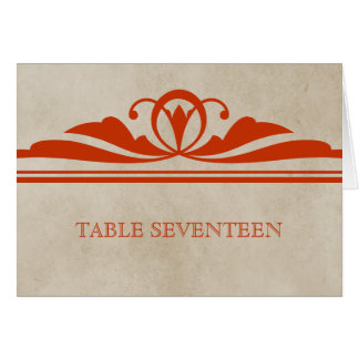 Carte de numéro de table Orange Elegant Deco