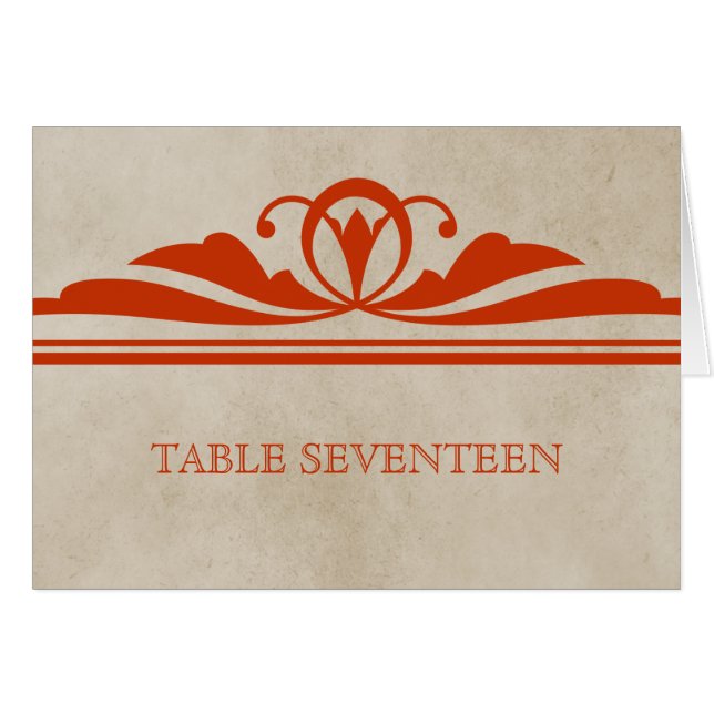 Carte de numéro de table Orange Elegant Deco (Devant horizontal)