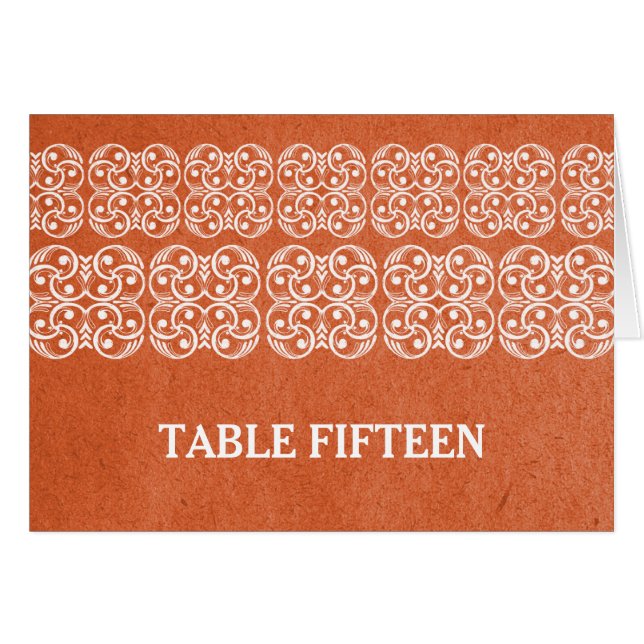 Carte de numéro de table Orange Modern Bohemian (Devant horizontal)