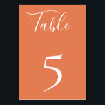 Carte de numéro de table orange poussiéreuse<br><div class="desc">Élégante carte de numéro de table couleur unie orange poussiéreuse,  conçue pour s'harmoniser avec notre collection Organic Sunset.</div>