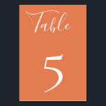Carte de numéro de table orange poussiéreuse<br><div class="desc">Élégante carte de numéro de table couleur unie orange poussiéreuse,  conçue pour s'harmoniser avec notre collection Organic Sunset.</div>
