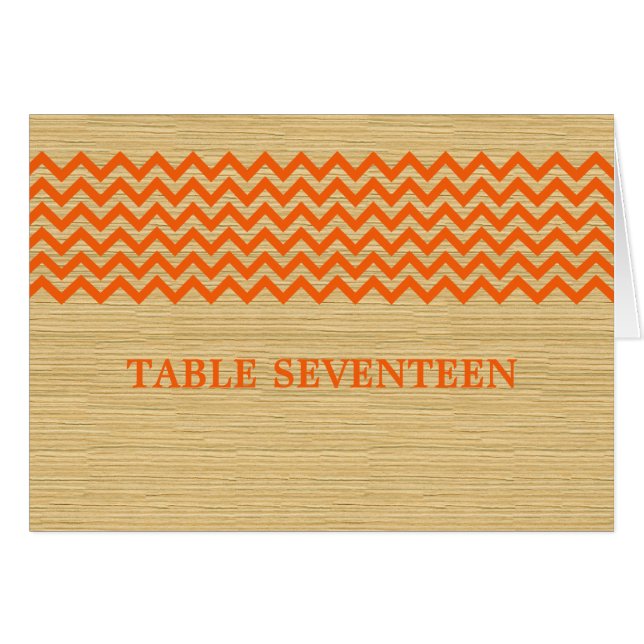 Carte de numéro de table Orange Rustic Chevron (Devant horizontal)