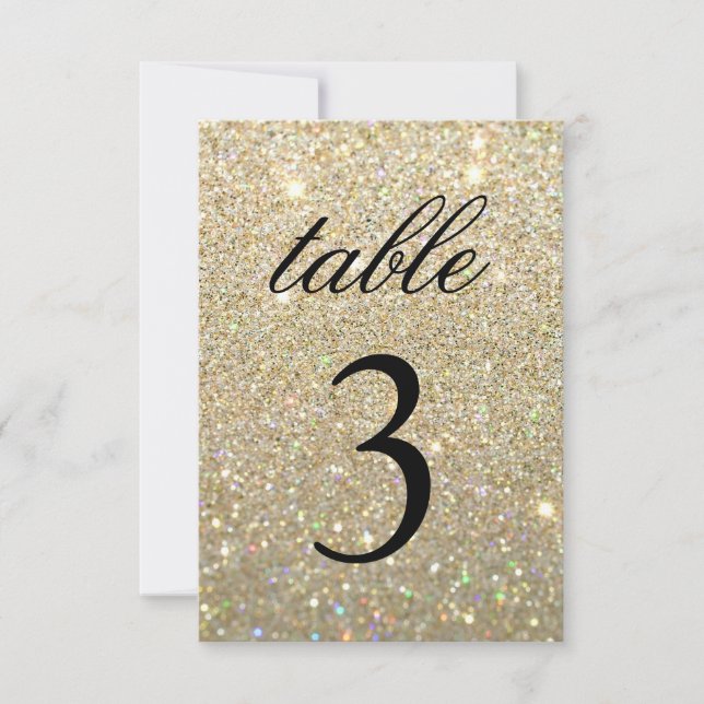 Carte de numéro de table - Paillettes dorées Fab (Devant)