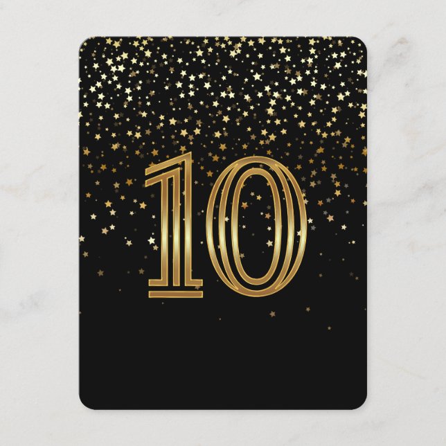 Carte de numéro de table Petite Étoiles - 10 Nuit  (Devant)