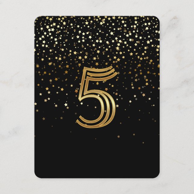 Carte de numéro de table Petite Étoiles - 5 Nuit é (Devant)