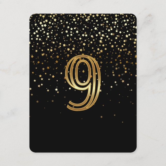 Carte de numéro de table Petites Étoiles - 9 Nuit  (Devant)