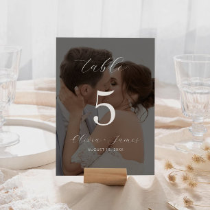 Carte de numéro de table photo moderne minimaliste