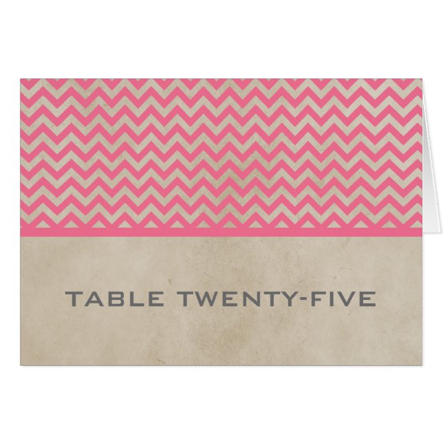 Carte de numéro de table Pink Chic Chevron (Devant horizontal)