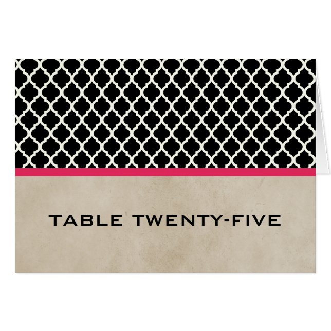 Carte de numéro de table Pink Chic Quatrefoil (Devant horizontal)