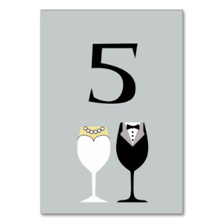 Carte de numéro de table pour les lunettes de vin 